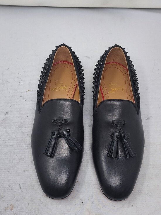 Christian Louboutin MENS Black Tassilo Spike Stud Tassel Leather Loafer main image 8